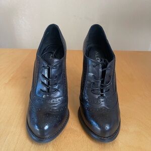 ALDO Women's Classic Black Brogue Loafers (Faldge)